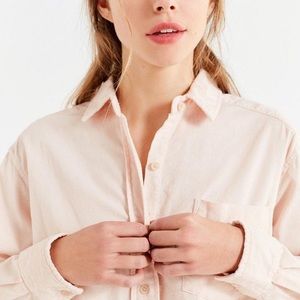 Urban Outfitters Soft Pink Cropped Corduroy Shirt